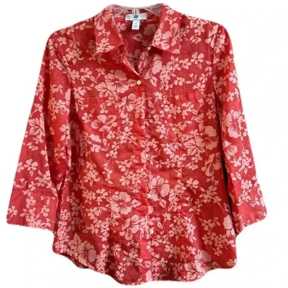 Gap Floral Red Women's Top Size Medium - Picture 1 of 3